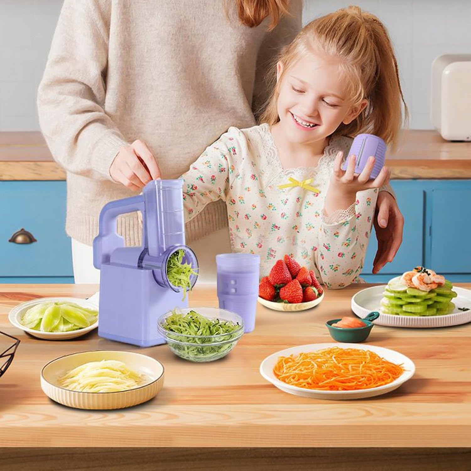 Electric Vegetable Chopper, Quick Multifunctional Cutter, Cheese Grater, Vegetable Chopper, Cucumber Slicer, Perfect for Carrot, Onion, Garlic, Salad, Meal Prep, Home Kitchen