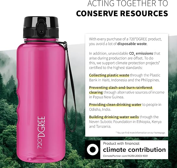 720°DGREE Gourde, Bouteille d’Eau “uberBottle“ +Tamis-Fruits – 350ml, 500ml, 650ml, 1l, 1,5l, 2l - Sans BPA, Étanche, Anti-Fuite, Réutilisable, Légère - Idéal pour École, Sport, Fitness, Gym, Travail - 4