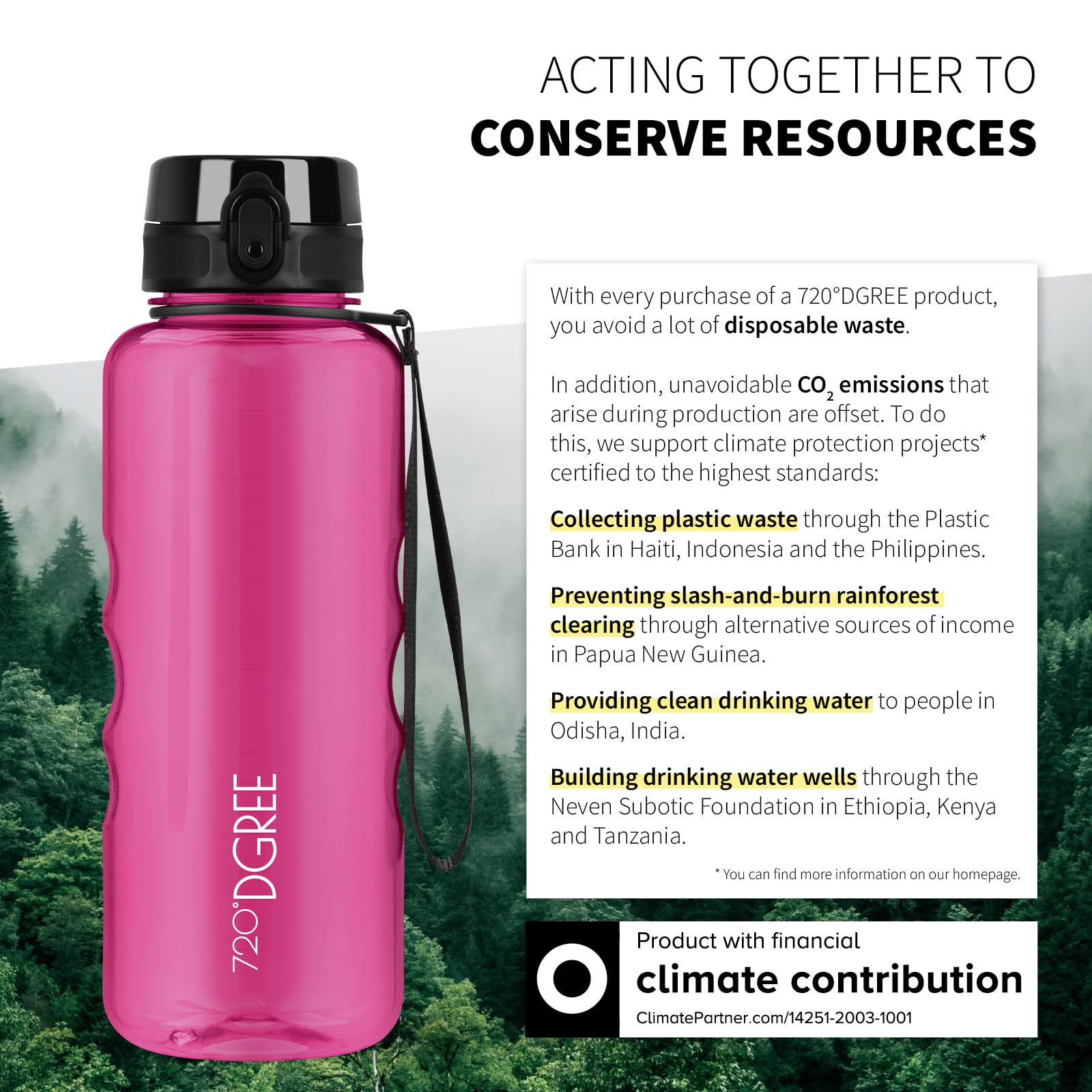 720°DGREE Water Bottle 1.5l “uberBottle“ crystalClear +Sieve, BPA-Free, Leakproof, Reusable Drinking Bottle - Image 5