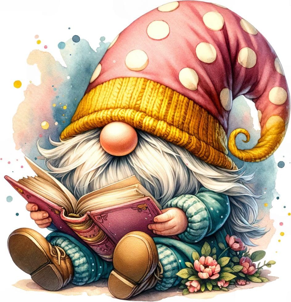 Image of Gnome Cross Stitch Kits for Adults Beginner,Book Counted Cross Stitch Kits Printed Stitching Cute Patterns Dimensions Needlepoint Art Crafts Embroidery Kits for Adults Beginners (13.7x13.7 inch)
