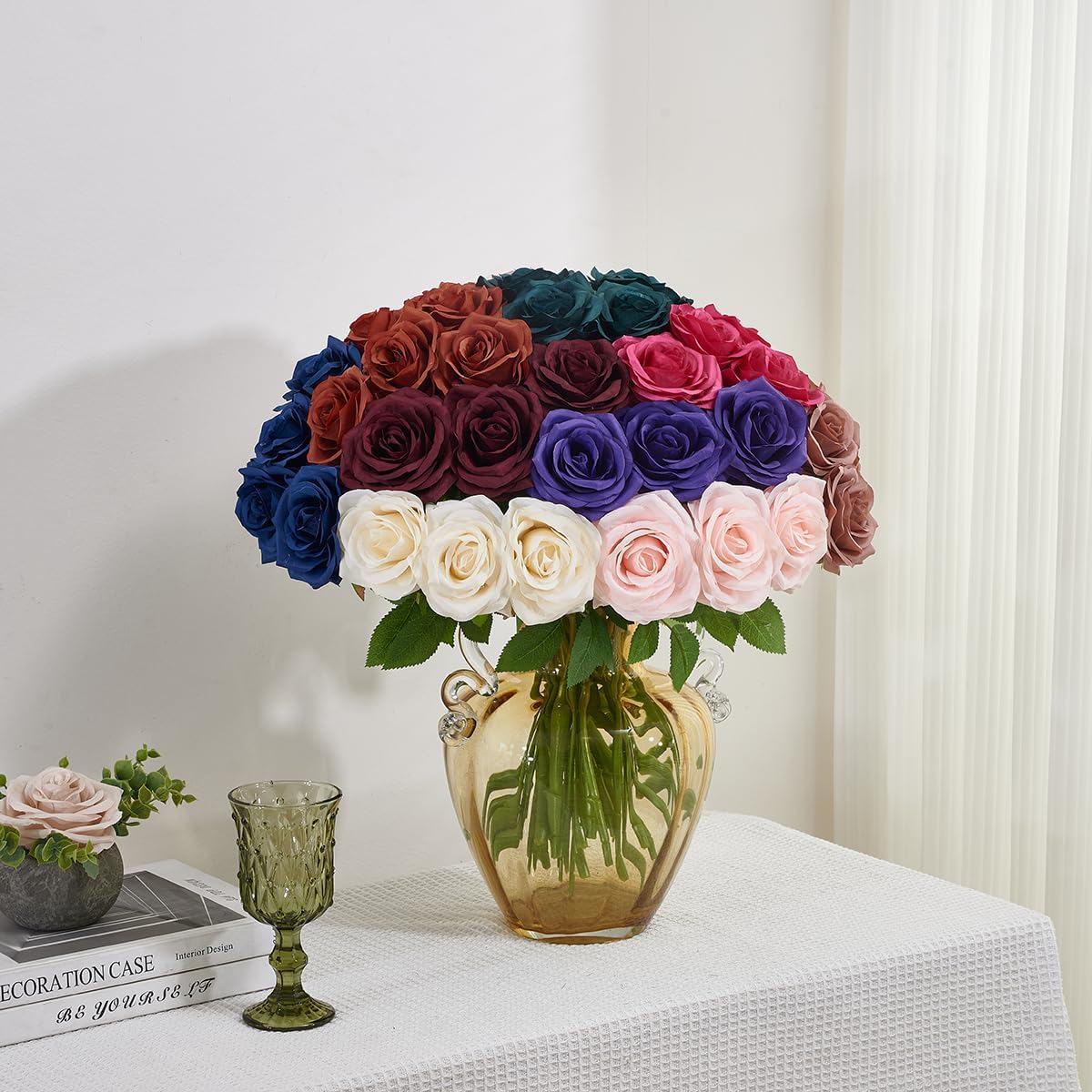 50pcs Hot Pink Roses Artificial Flowers Bulk,Fake Roses Silk Flower with Stems Realistic Flowers for Wedding Centerpiece Home Party Decor - Image 6