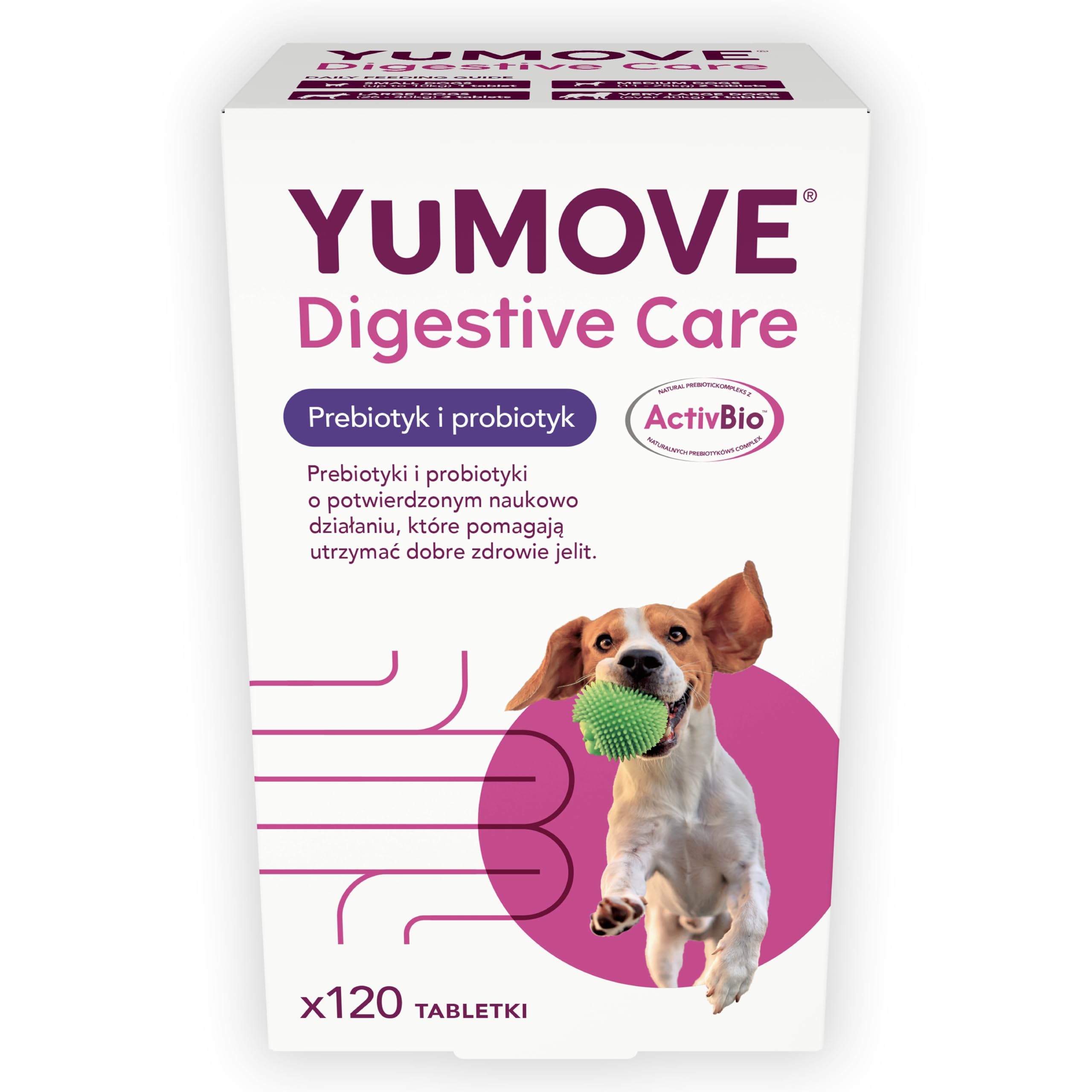 Yumove Pre- I Probiotyk Dla Psów ActivBio - 120 Tabletek Na Jelita | Patent W Toku, 200 M Cultures E. Faecium, Beta-Glukany, Równowaga Flory Jelitowej, Poparte Nauką, Polecane Przez Weterynarzy