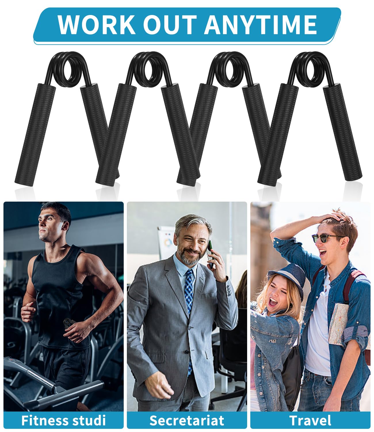 4Pack Handtrainer Unterarmtrainer set, Grip Griffkraft Trainer für Handgriff-Stärker, Muskelaufbau und Hand-Rehabilitationsübungen（50/100/150/200LBS）