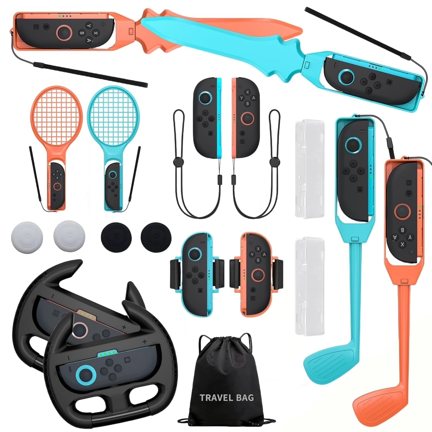 Switch 2 Sports Accessories, 19 in 1 Sports Accessories Bundle Compatible with Nintendo Switch 2 Sports Games, Family Accessories Kit for Switch 2