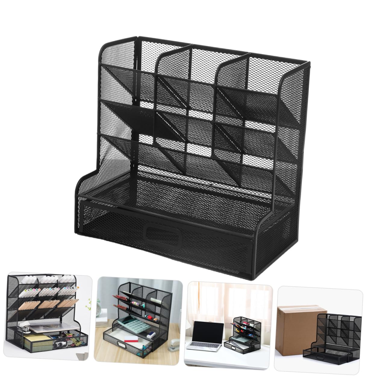 Metallischer Schreibtisch Organizer Mit Mehreren Fächern Eleganter Stiftehalter Und Aufbewahrungsbox Für Bürobedarf Für Desktop-organisation Schwarz