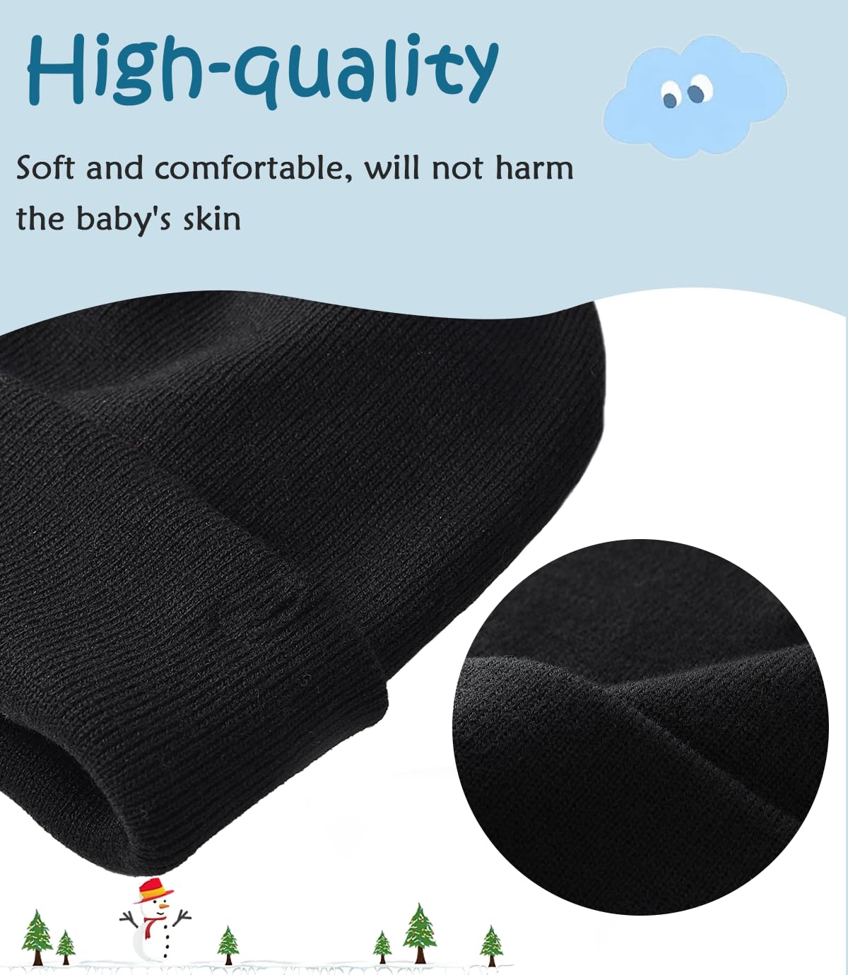 Toddler Baby Beanie Hat 6 Packs, Double Layer Knit Infant Winter Hat Warm Beanies Bulk Skull Cap for Kid Boys Girls