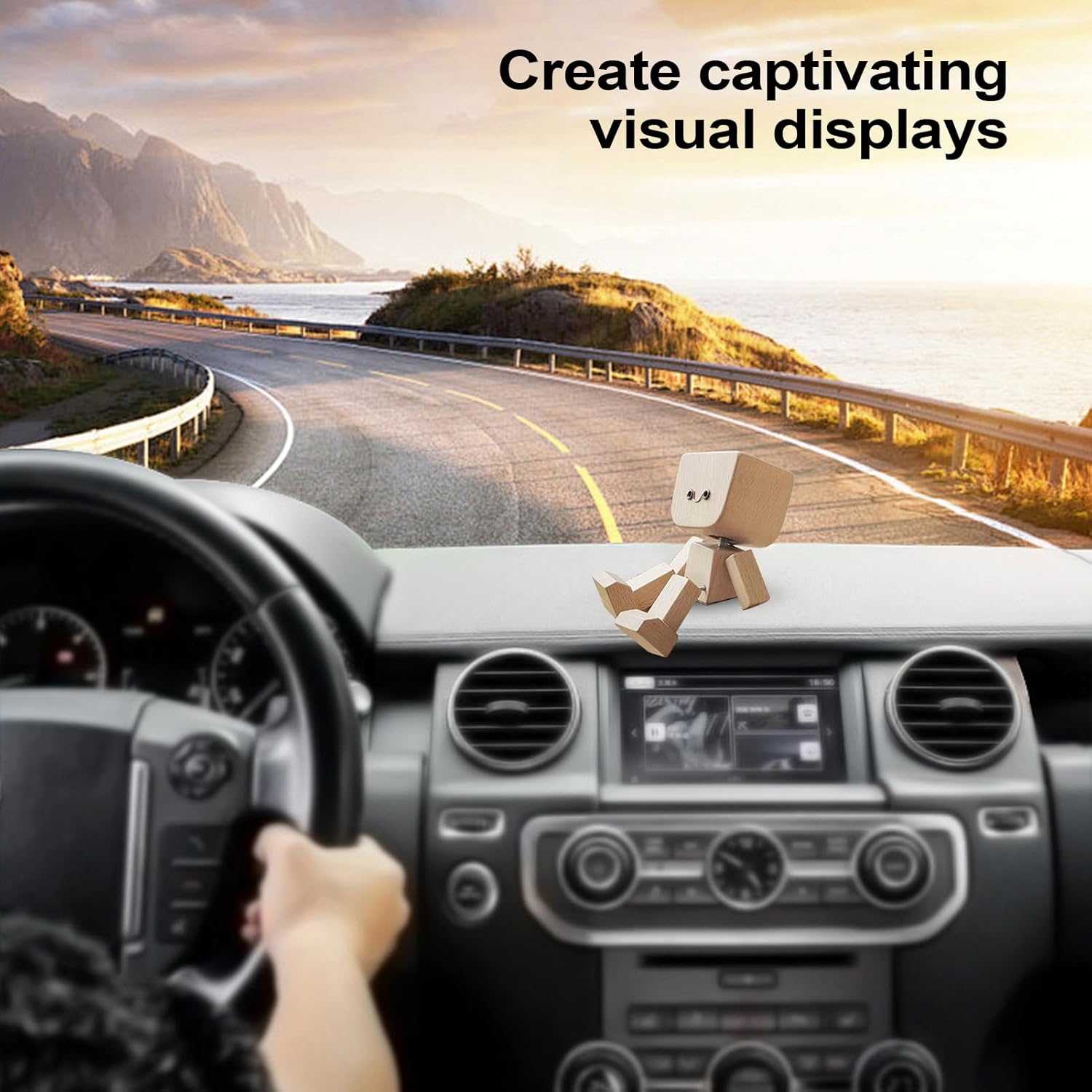 ダッシュボード用 カーデコレーション | ユーモラス 木製 揺れる足 磁石ベース付き,かわいい カーアクセサリー 12種類の表情変更