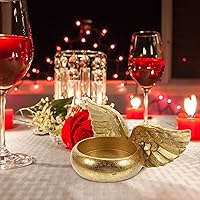 Vista 7 de 2 portavelas de oración, portavelas de ala de ángel, estatua de alas de ángel para centros de mesa de bautismo, boda, aniversario, cumpleaños