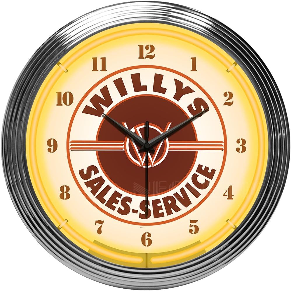Neonetics Willys Sales Service Jeep Neon Clock