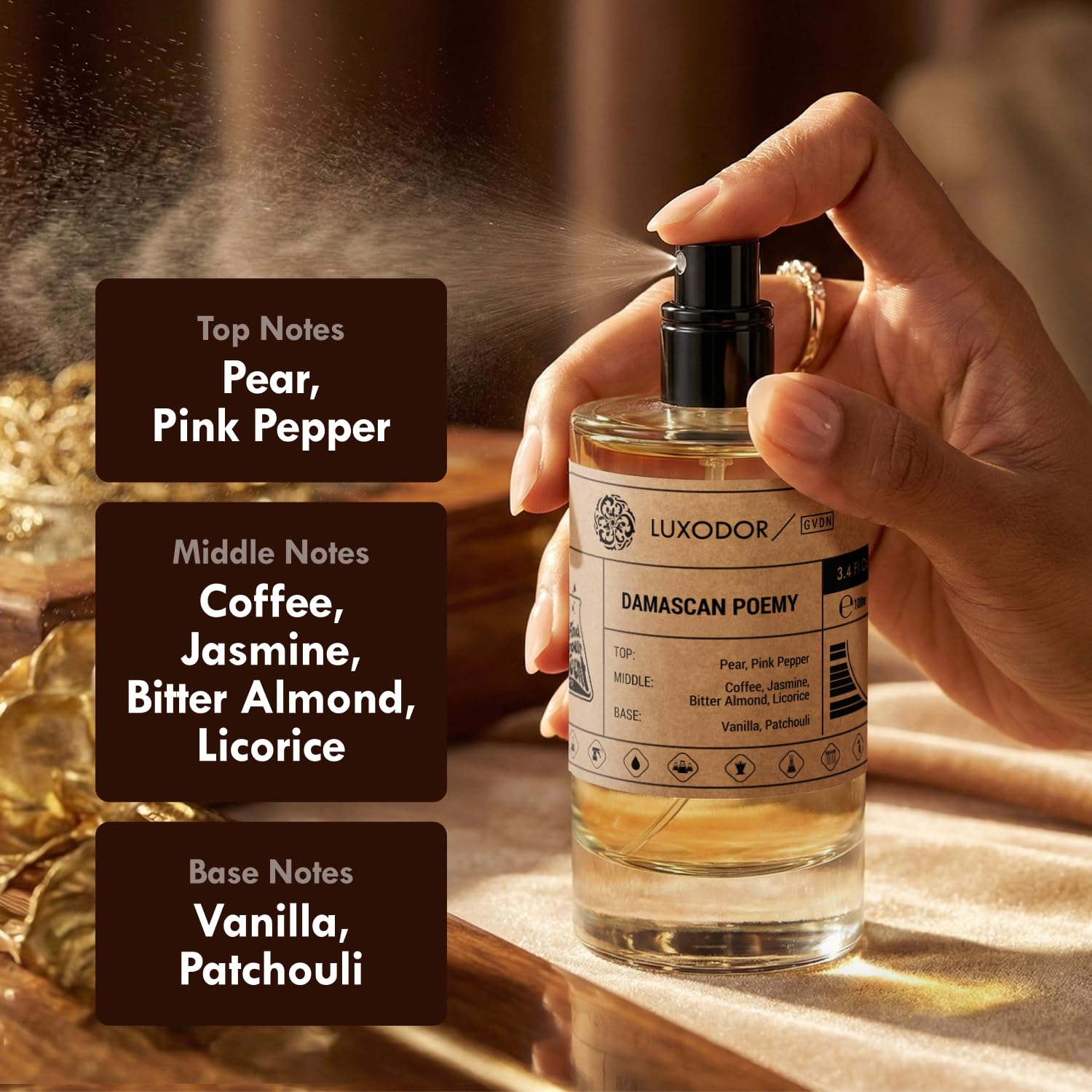 Inspired by Y S.L's B.lack O.pium 3.4 fl. oz (100ml) Damascus Poemy with Pheromone Roll-On Oil 10 ml | Women’s Dupes Fragrances | Long Lasting Perfume Vanilla for Women | Womens Perfume - Image 3