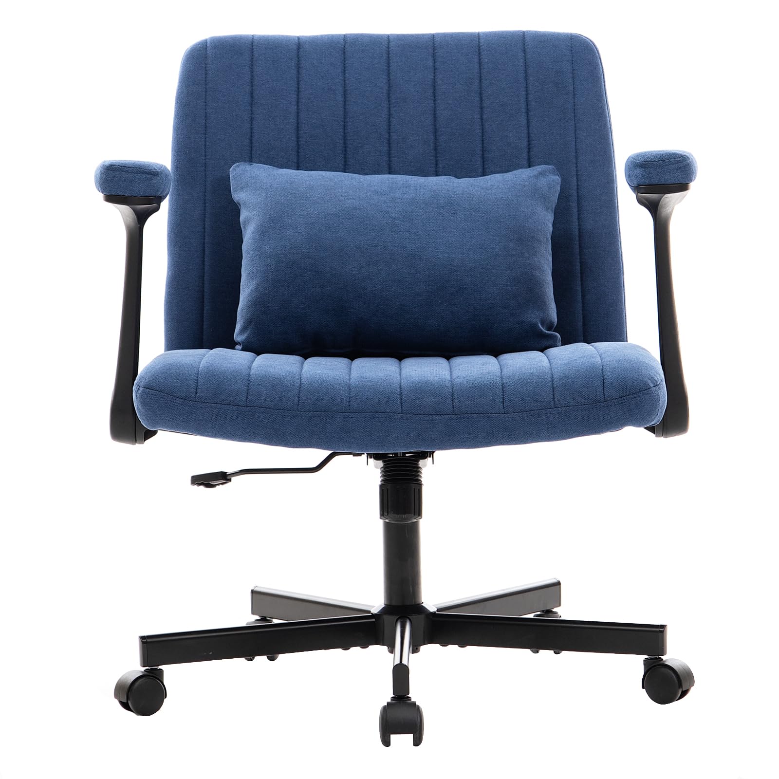 Sedia da ufficio con braccioli pieghevoli, sedia girevole regolabile in altezza, ruote silenziose, tessuto in velluto blu, sedia da scrivania ergonomica per casa e tavolo da trucco