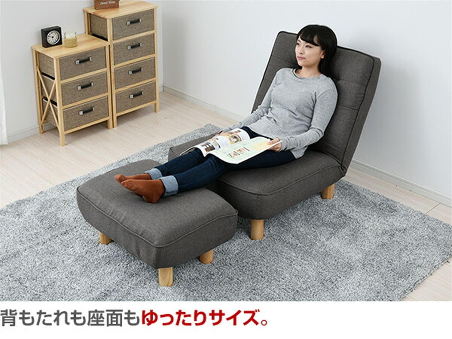 Amazon｜[山善] リクライニング ソファ 一人掛け 幅66.5×奥行79-124×高