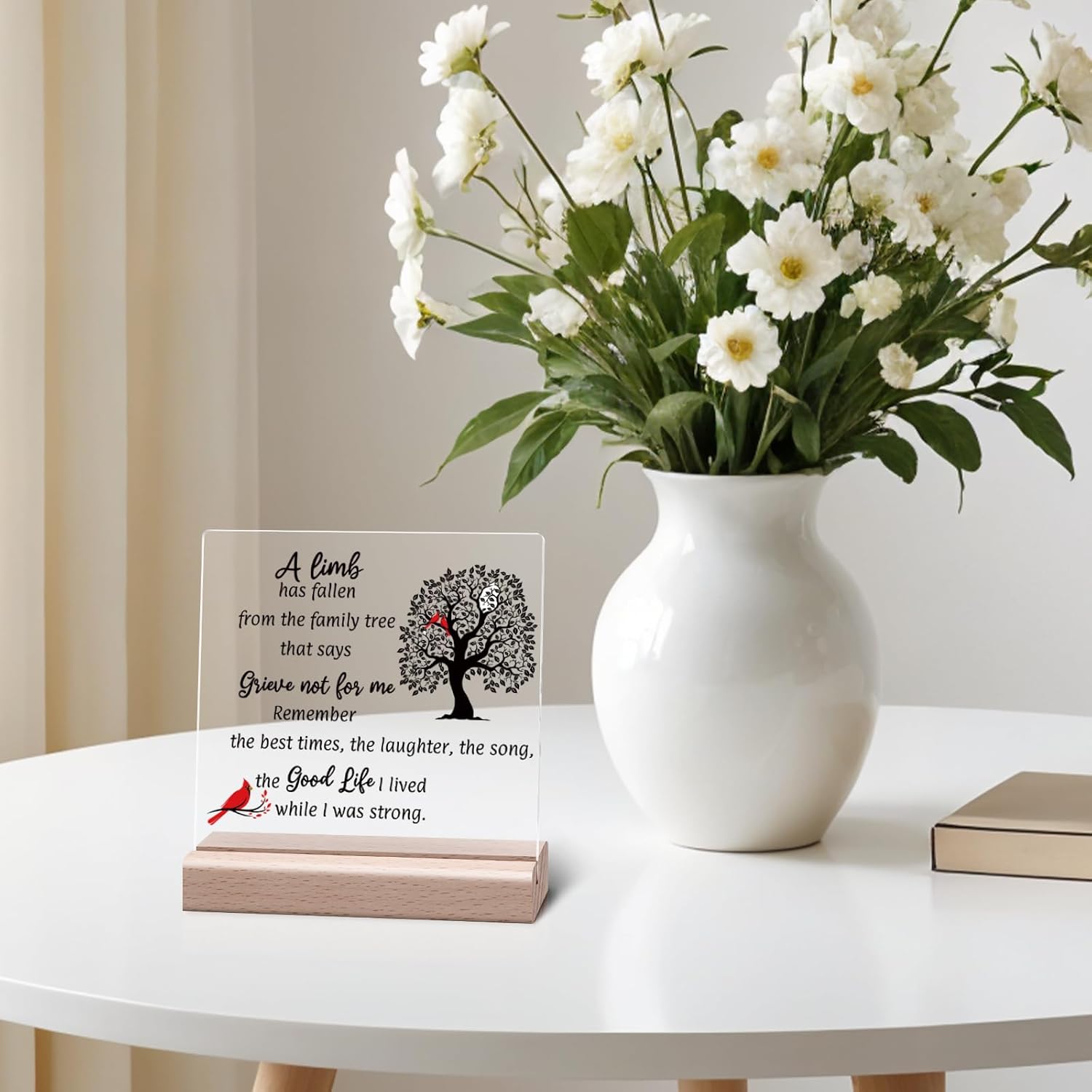 Sympathy Bereavement Gift Clear Desk Decorative Sign Memorial Gift for Loss Grieving Keepsake for Mom Dad Grandma Friend Condolence Grieving Present Acrylic Sign With Wooden Stand for Desk Table Shelf - Image 6