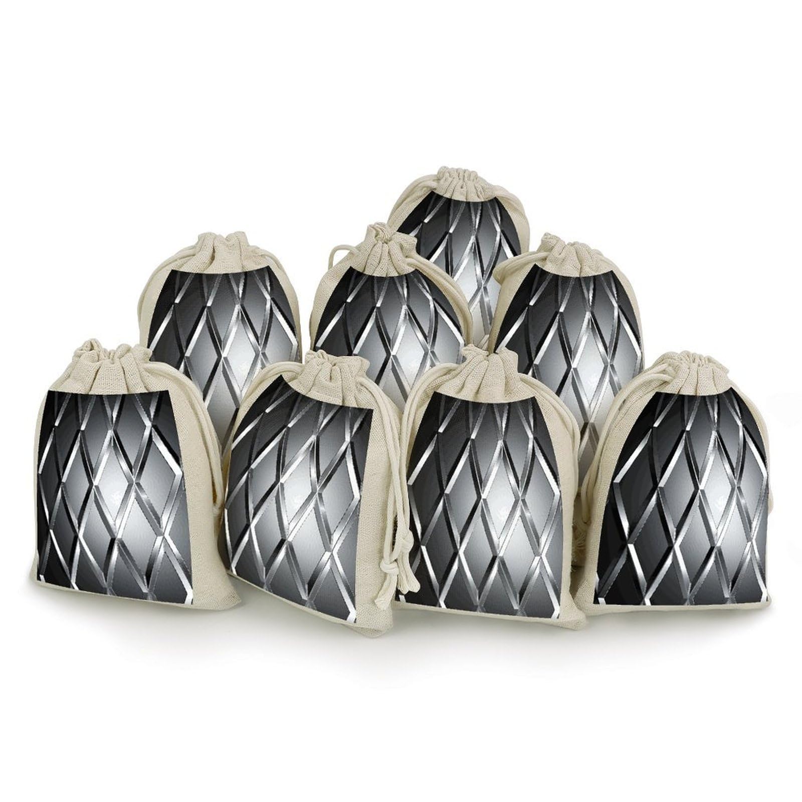 Adfgyerh Style Silver Geometric Figure Bags With Drawstring Reusable,Jewelry Bags 4.9 X 6.7 Inch, Set Of 8,Gift Bags For Party Wedding Storage Home Supplies