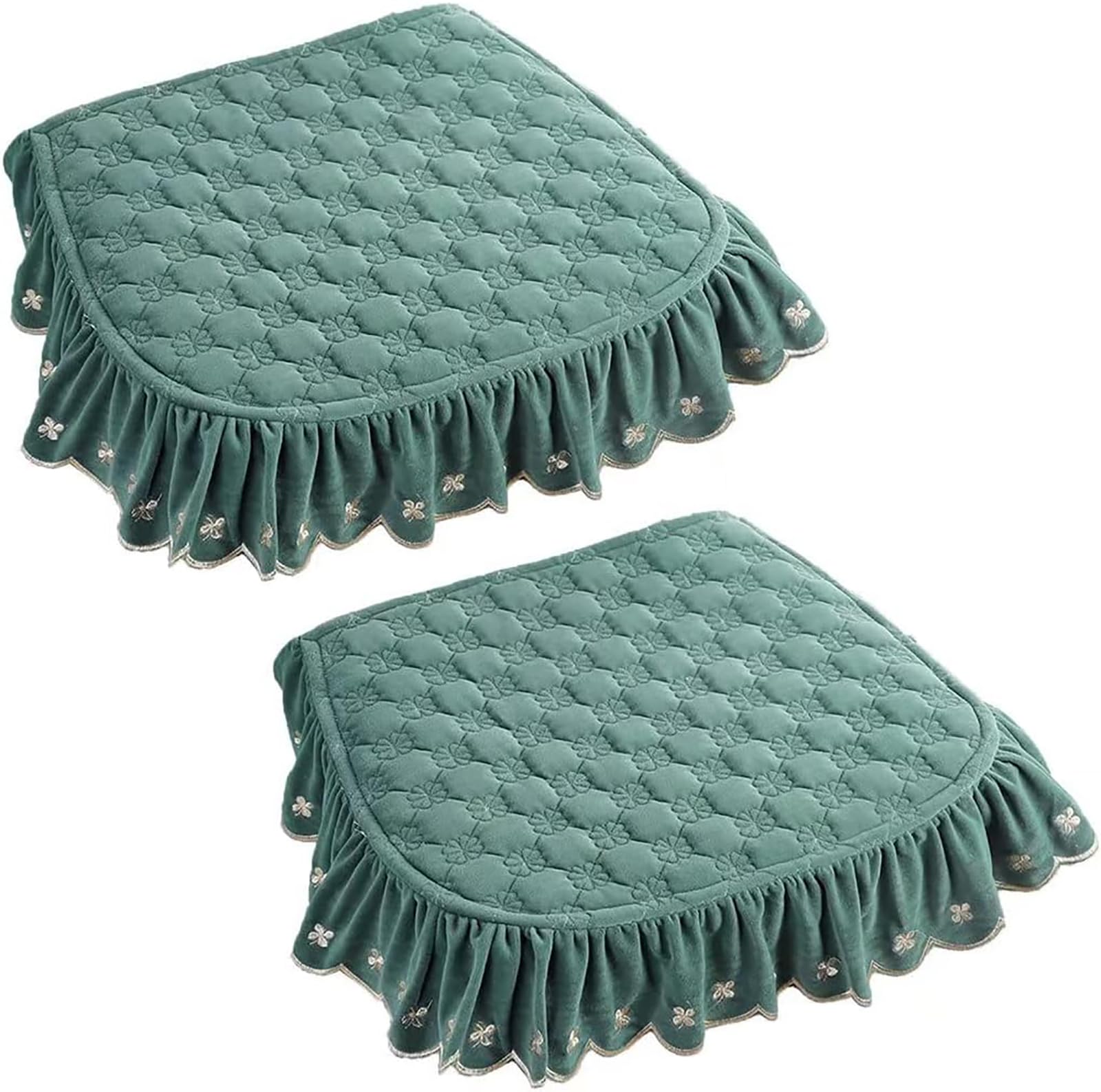 Set Di 6 Cuscini Per Sedie Con Volant 45x43 Cm - Imbottiti, Antiscivolo, Lavabili, Per Cucina E Camera