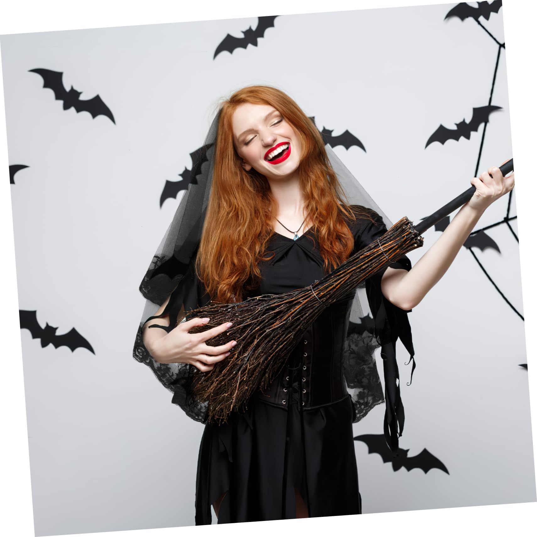SHINEOFI Halloween Brautschleier Gothic Spitze Damen Kapelle Gefälschter Gast Brautschleier Farbstoff Stoff CD Turner Hochzeitsschleier Braut Kostüm Dekoration Haarschmuck Schleier