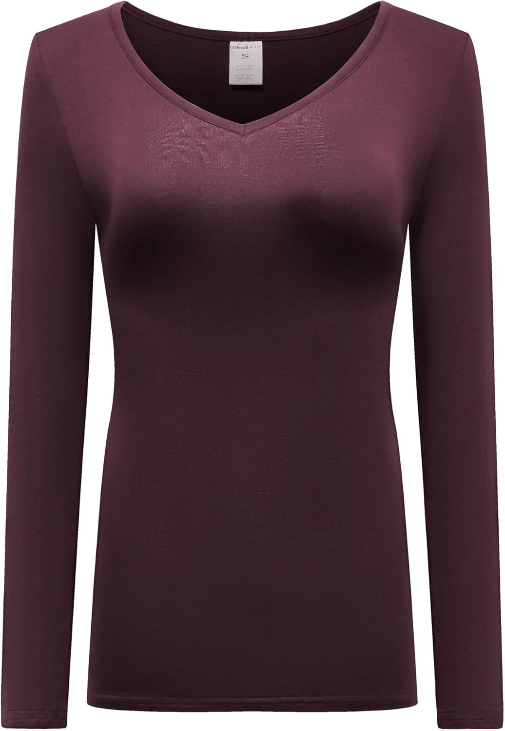 OThread & Co. Women's Long Sleeve T-Shirt V-Neck Basic Layer Stretchy Shirts