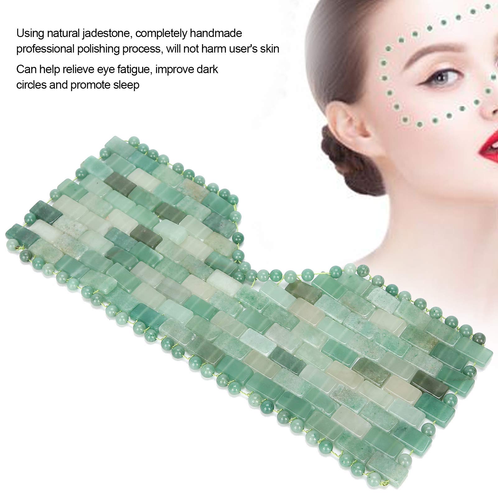 Jadestone-Augenmaske mit Kühlendem Gefühl, Stress auf Natürliche Weise Abbauen, Gesichtsmassagegerät Gegen Augenringe (Augenlider aus grünem Aventurin)