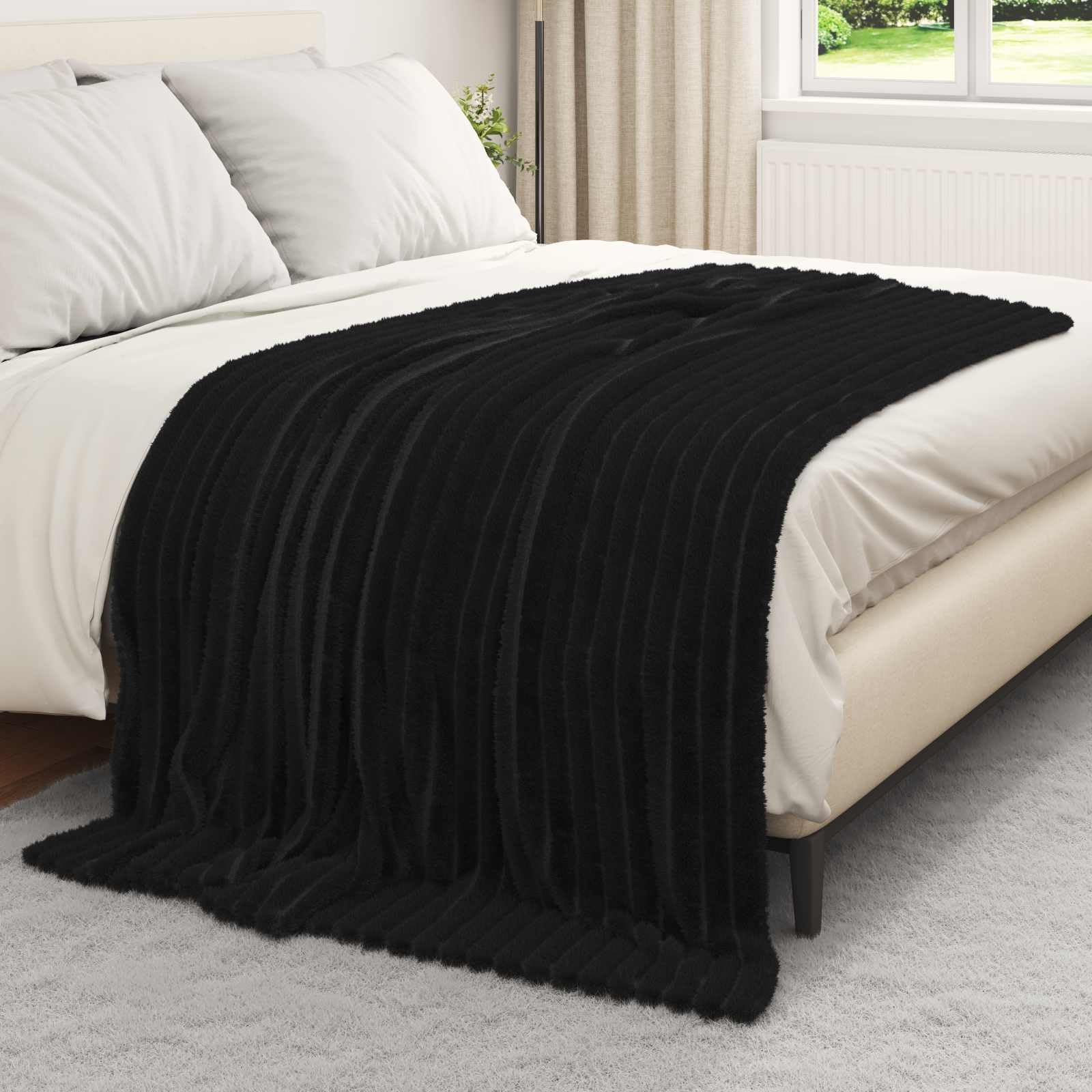 Jeté noir INLIFE pour vos soirées cocooning au salon 200x150