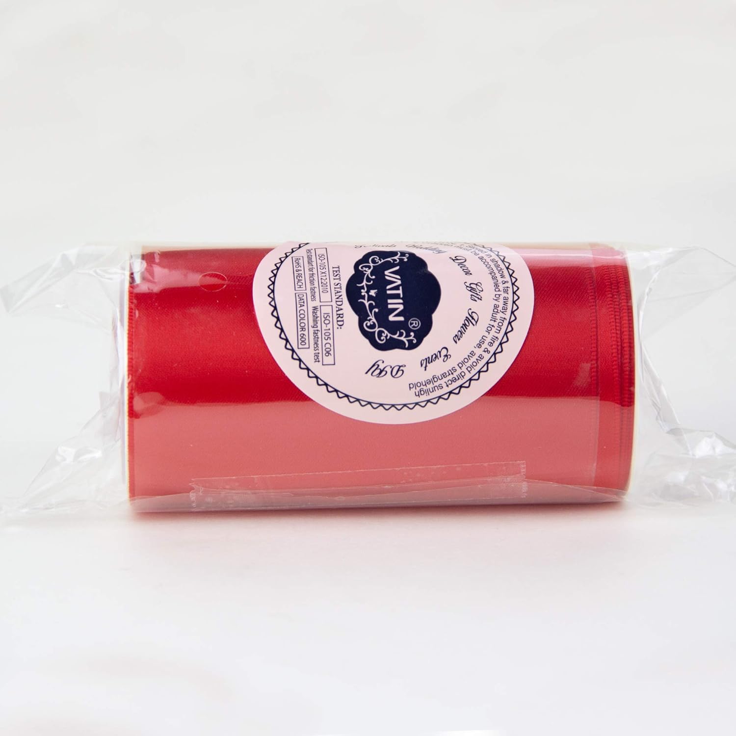 VATIN Double Face Red Satin Ribbon 4 Continuous 5 Yards,Red Polyester Fabric Ribbon use for Bows Bouquet, Gift Wrapping, Floral Arrangement Wedding Decoration