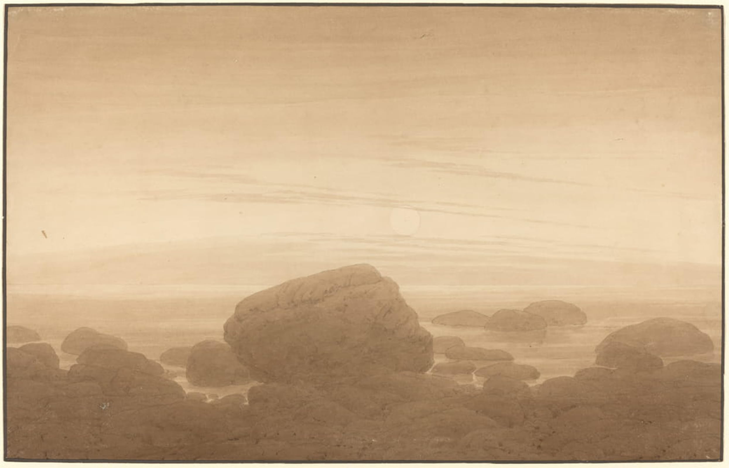 ARTXLXXBN Famous Prints Artwork Pictures Poster Painting Art Moonrise on an Empty Shore by Caspar David Friedrich Artwork Landscape Pictures for Home Decor 60x90cm