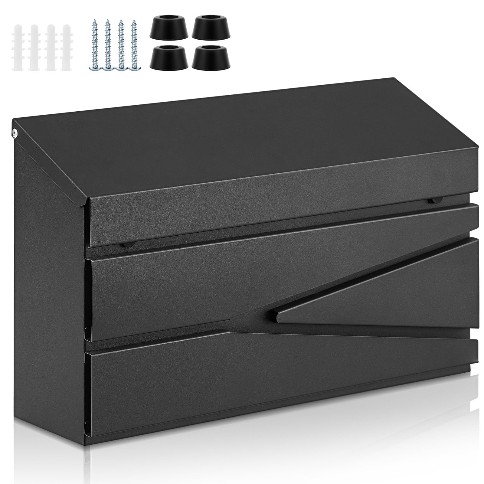 Yaocom Wall Mount Mailbox Locking for Outside Large, Black, No