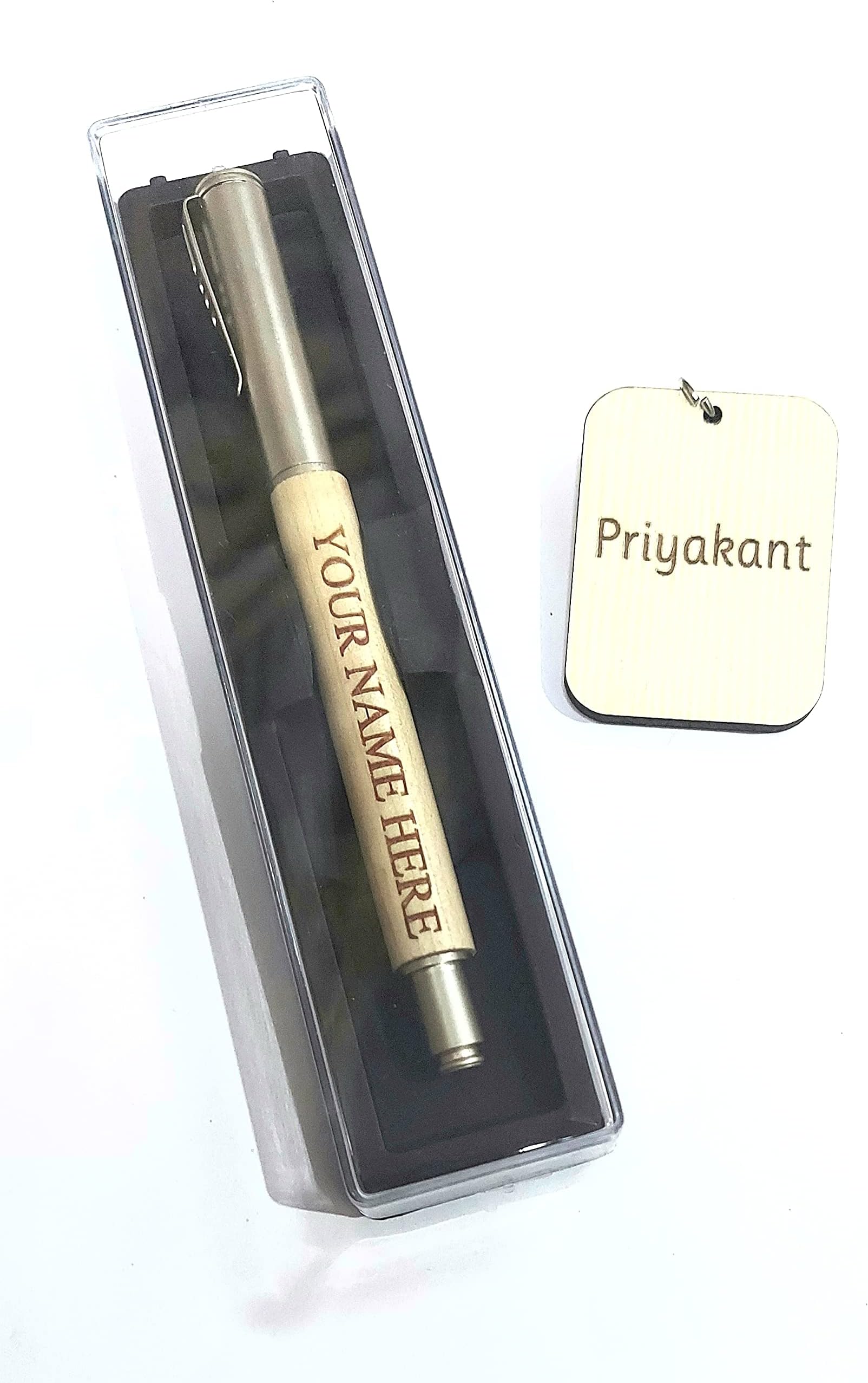 Generic Personalized Wooden Pen with Laminated Personalized Keychain