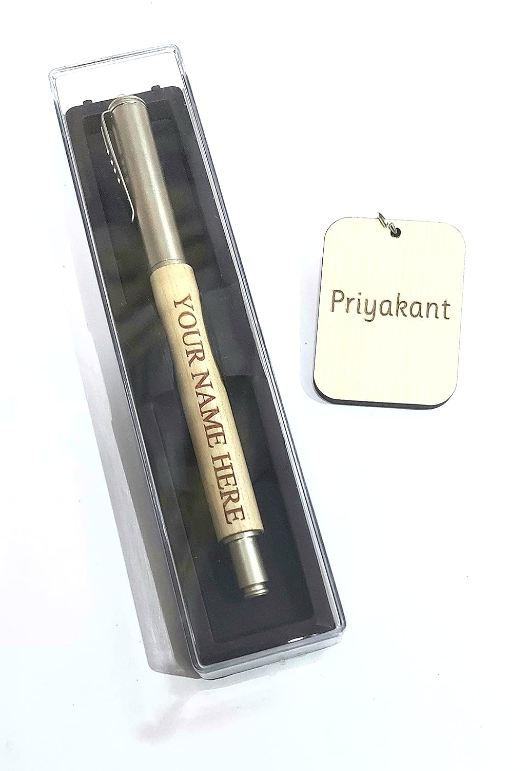 PERSONALIZED WOODEN PEN WITH LAMINATED PERSONALIZED KEYCHAIN Amazon