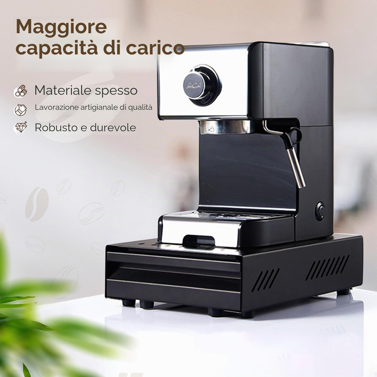 Contenitore Fondi Caffe Cassetto Fondi Caffe in Acciaio Inossidabile Knock Box Coffee Station Cassetto Battifondi Caffè con Asta Gommata