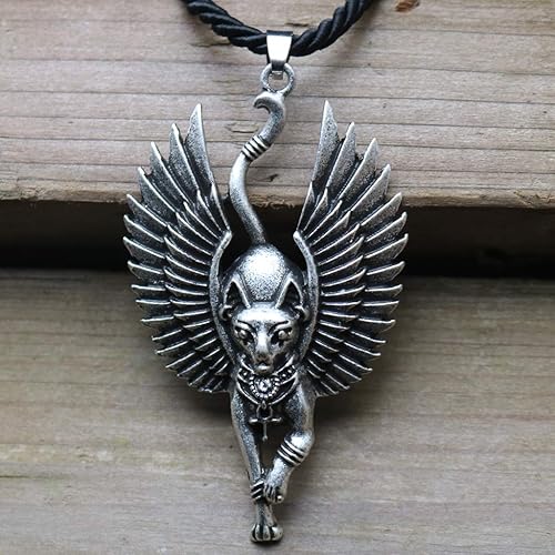Miniatura 4 de Collar Youngy Fashion de plata antiguo Egipto Bastet Estatua Gato Colgante Collar Esfinge Amuleto Joyería