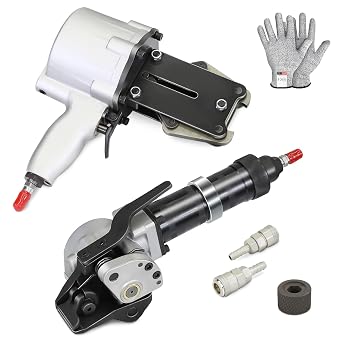 Packaging Pneumatic Metal Steel Strapping Banding Tool Machine for 1 1/4 (1.25) Steel Strap Integrates Functions of Tensioner & Crimper Sealer