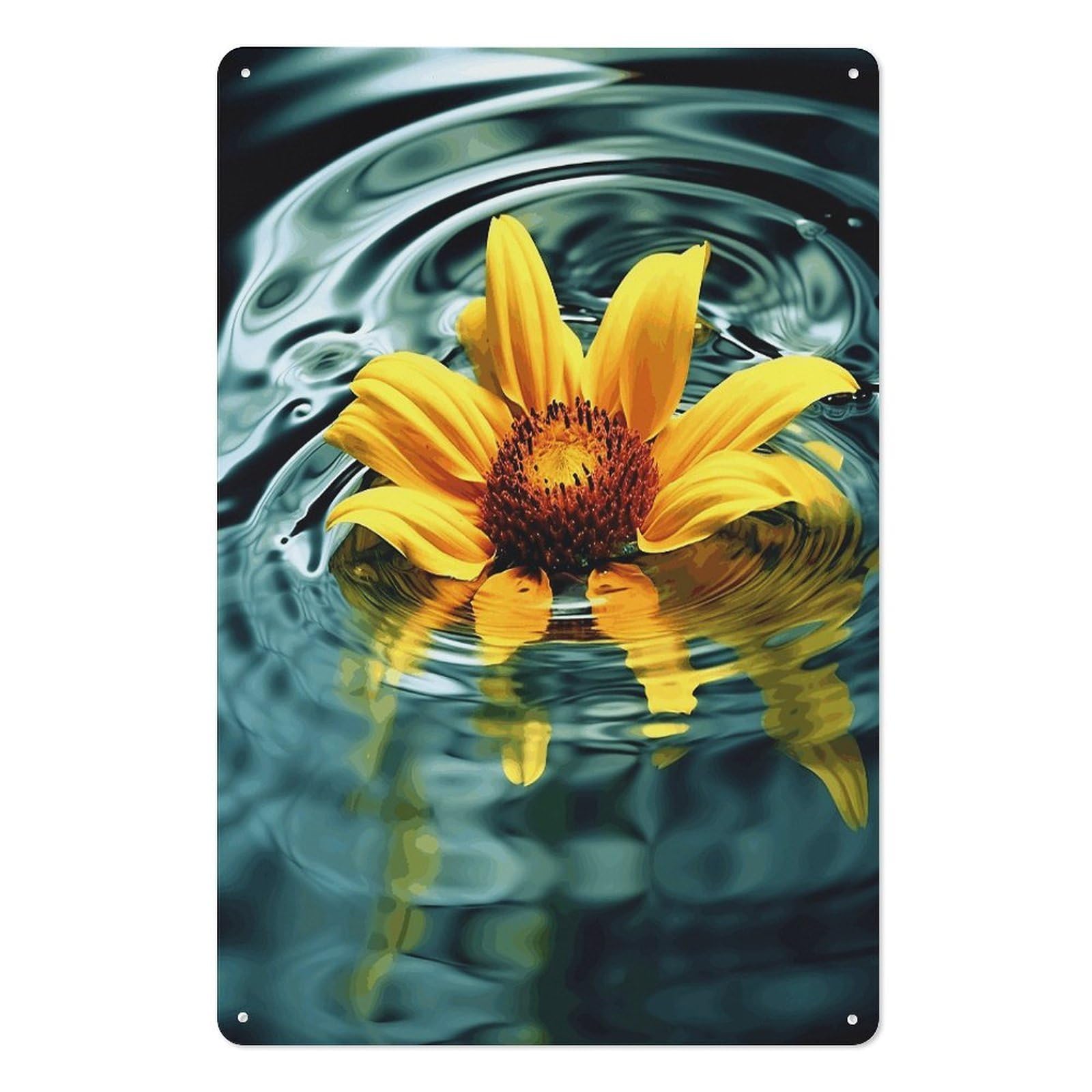 Adfgyerh Style Sunflower In Water Tin Sign Hanging Art Prints,Wall Decor For Gifting And Party Decoration 7.9X11.8 Inch,Wall Art For Home Garden Greenhouse Living Room Bedroom Yard