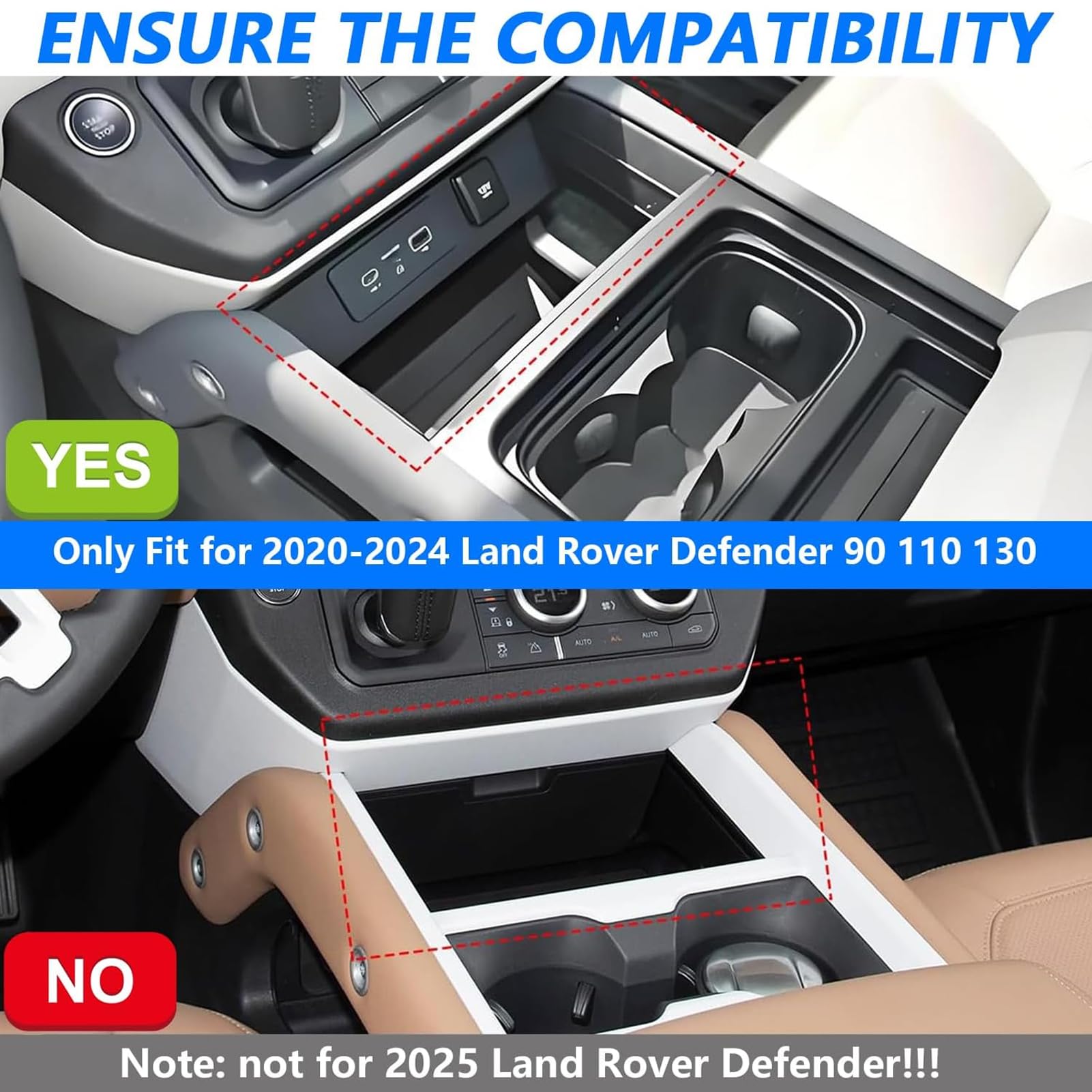Bezprzewodowa ładowarka Samochodowa do Land Rover Defender 90 110 130 (2020-2024) Akcesoria Bezprzewodowa Podstawka do ładowania Telefonu 15W, Ładowarka Qi do Telefonu