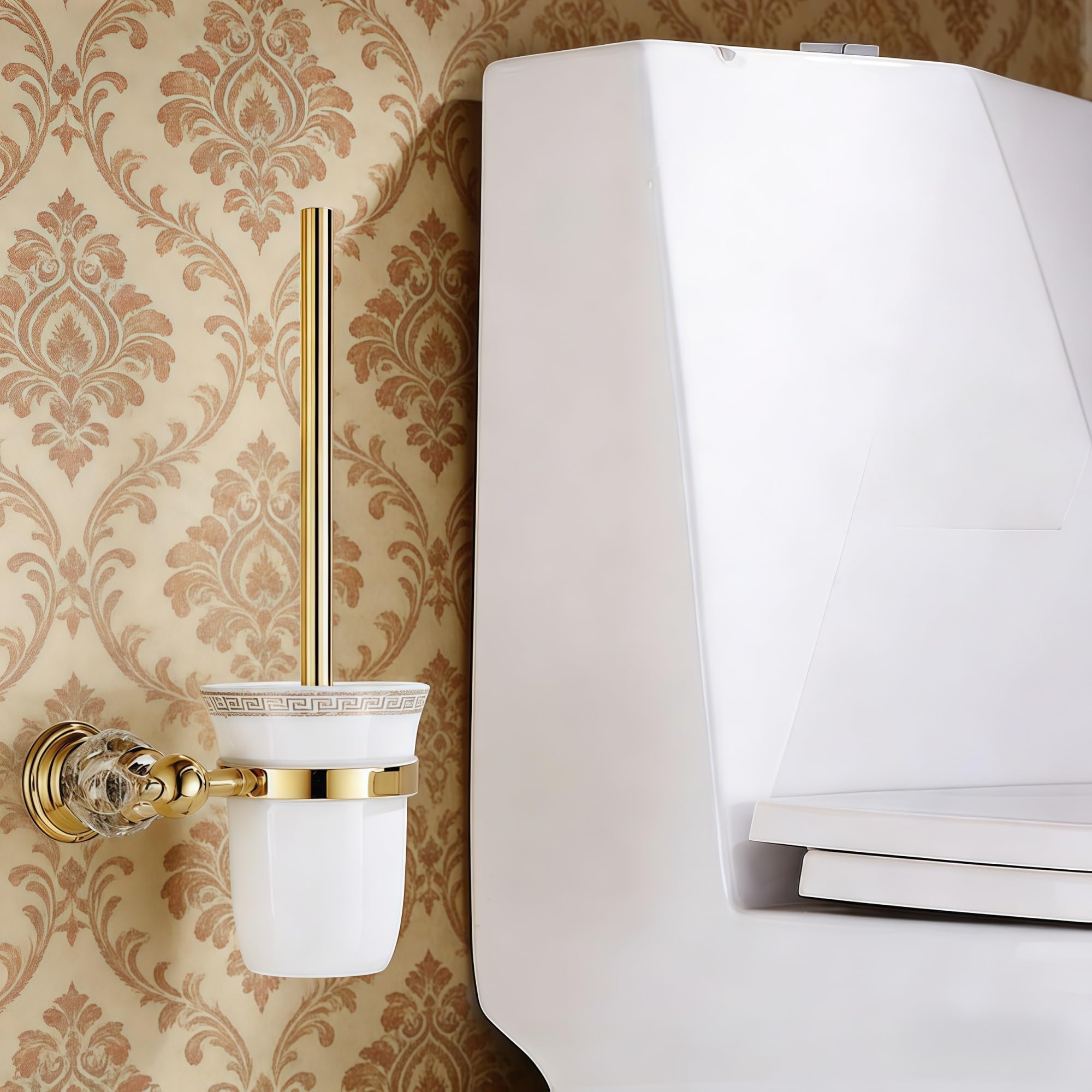 Styl Europejski Mosiądz Kryształ WC Szczotka Uchwyt, Pozłacane Szczotka toaletowa Produkty łazienkowe Akcesoria łazienkowe