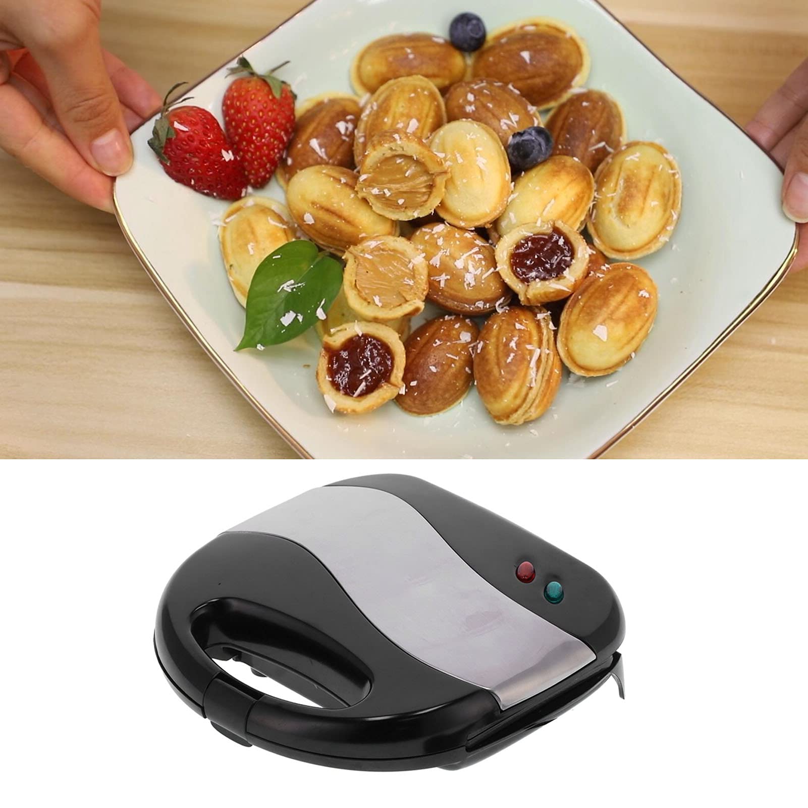 Cake Maker 750W 12 Gaten Dubbelzijdig Walnoot Cookie Mould Maker Elektrische Hazelnoot Cake Broodbakmachine Met Anti Aanbaklaag Voor Ontbijt De Hazelnoot