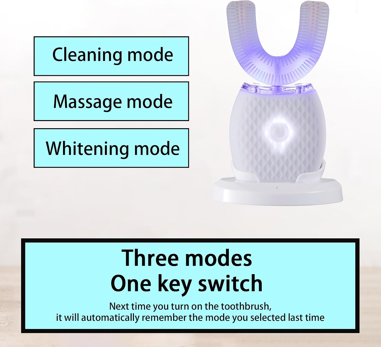 Ultrasonic Toothbrush for Adult Automatic Toothbrush 30'' Automatic Timer Soft Bristles Wireless Charging Washable Travel Home Dual-use (White)