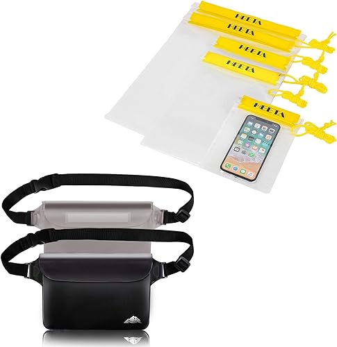 HEETA Bolsa impermeable, bolsa impermeable sensible a la pantalla táctil, color negro y gris, paquete L con 5 bolsas secas impermeables transparentes