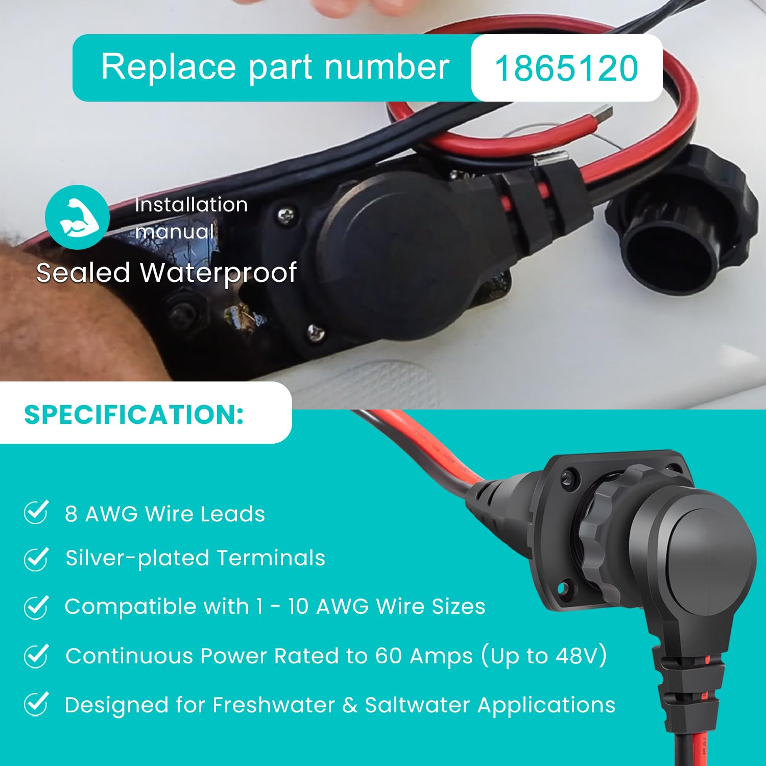 bonbo 1865120 MKR-28 Prise et connecteur de moteur à la traîne