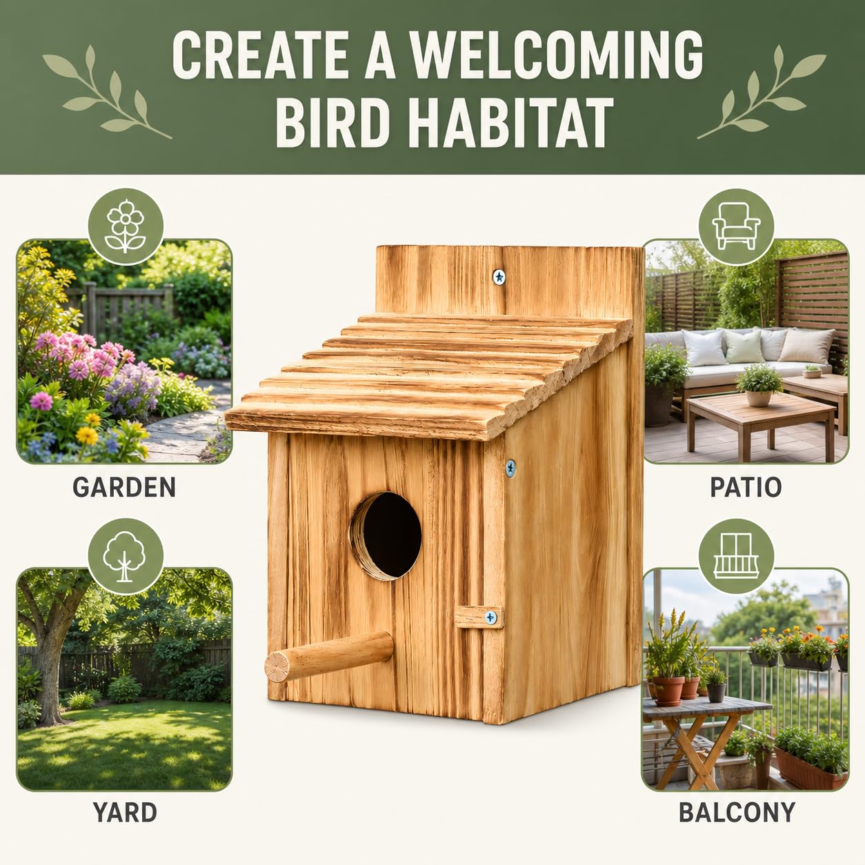 Casa de pájaros de Madera, casa de pájaros de Madera para Exteriores con Poste para pinzón, pájaro Azul, cardenales, casa de pájaros Colgante, jardín, Casas de Campo