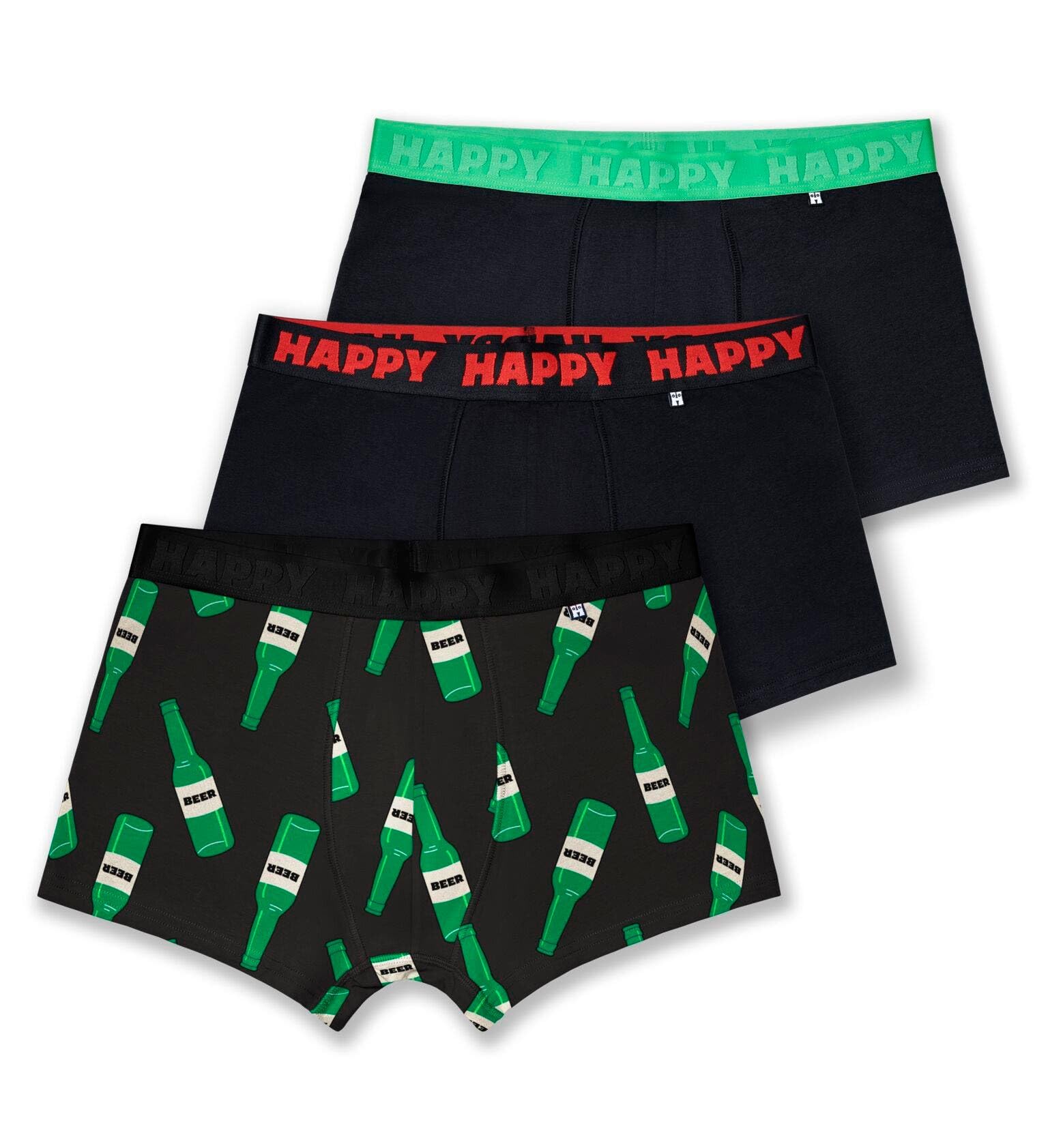 Zabawne bokserki Happy Socks w kształcie butelki piwa, wykonane z bawełny, 3 sztuki – rozmiar L
