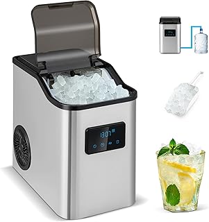 TANGZON Ice Maker Machine, 24kg/24H Nugget Ice Machines with Self Cleaning, 2.5L Tank, 24H Timer, Ice Basket, Automatic & Manual Refilling Ways, Countertop Ice Cube Maker for Home Kitchen Office Bar