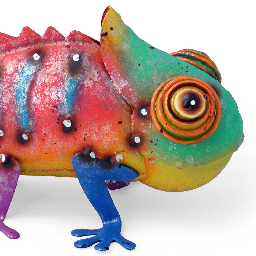 ブリキ　グリーン系カメレオンのオブジェ ヴィンテージ風ブリキ グリーン系カメレオンのオブジェ