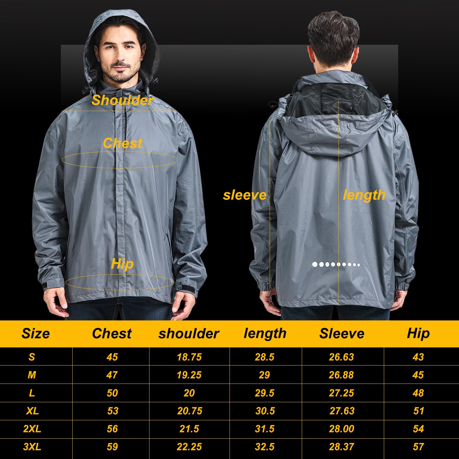 Chaqueta impermeable plegable para hombre, ligera, con capucha, para golf, senderismo, ciclismo