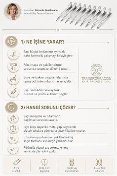 Transformacion Saç Klipsi Metal Toka Profesyonel 8 cm Metal Saç Klipsi 6'li Set - Çelik Krom Kaplama Kuaför Tipi Bölme ve Şekillendirme Tokası - Dayanıklı Berber Seksiyon Klipsi 721372