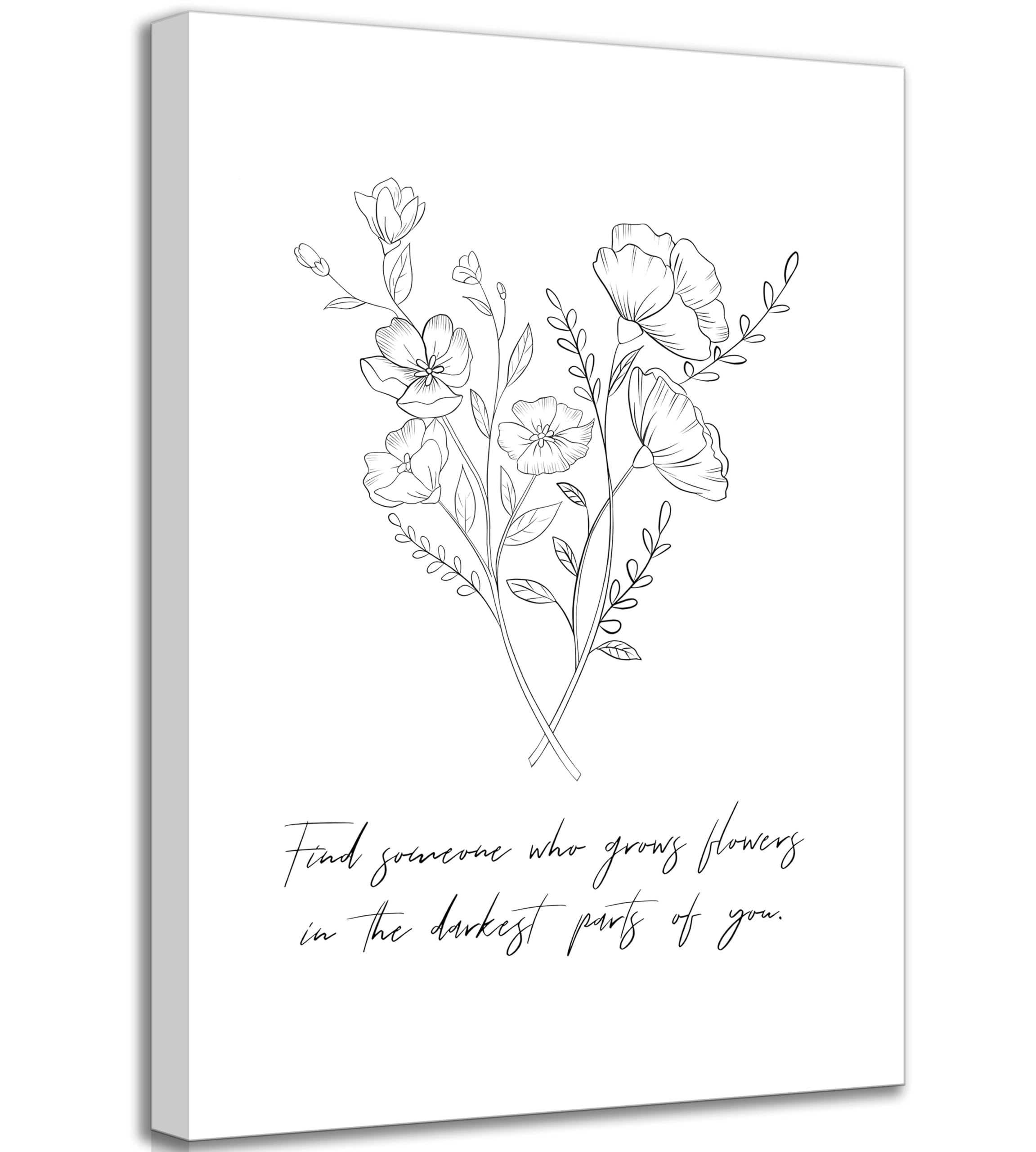 Sun to Me Country Music Inspiration Canvas Wall Art Minimalism Black White Retro Flower Picture Wall Decor Lyric Poster Print Artwork for Bathroom