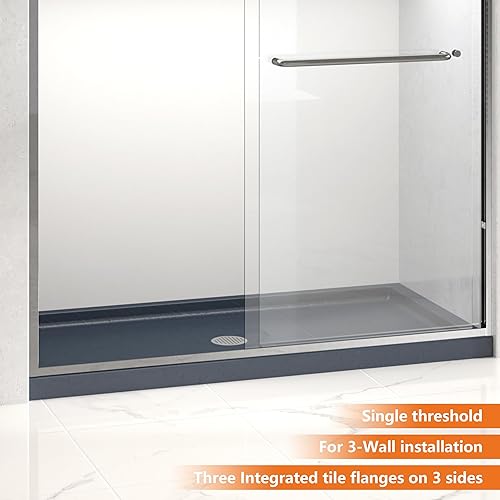 Miniatura 7 de CKB Base de ducha de 60 pulgadas de largo x 32 pulgadas de ancho, umbral único, drenaje central con superficie texturizada antideslizante, sartén de