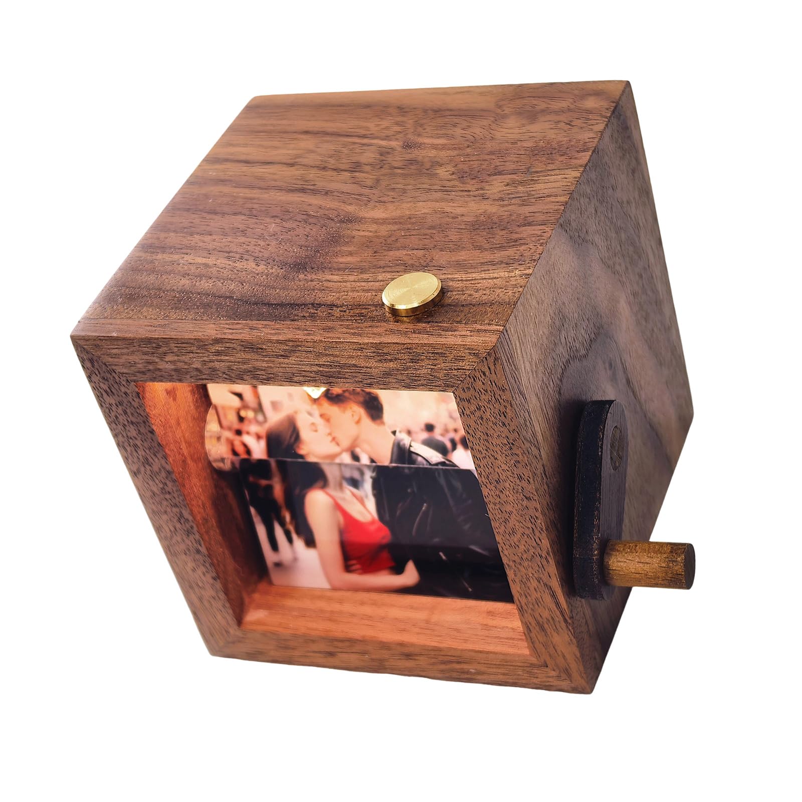 Personalizing Photo Flipbook Viewer Wood Hand Crank Design Photo Frame Album for Birthdays Anniversaries Decoration Gift Flipbook Picture Frame