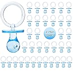 Pacifiers for Baby Shower Game, 36 Plastic Pacifiers for Baby Shower Decoration DIY, Large Size Baby Shower Pacifiers, Gender Reveal Party Table Scatter/Hunt Baby Shower Game Props(Blue, 2.75 in)
