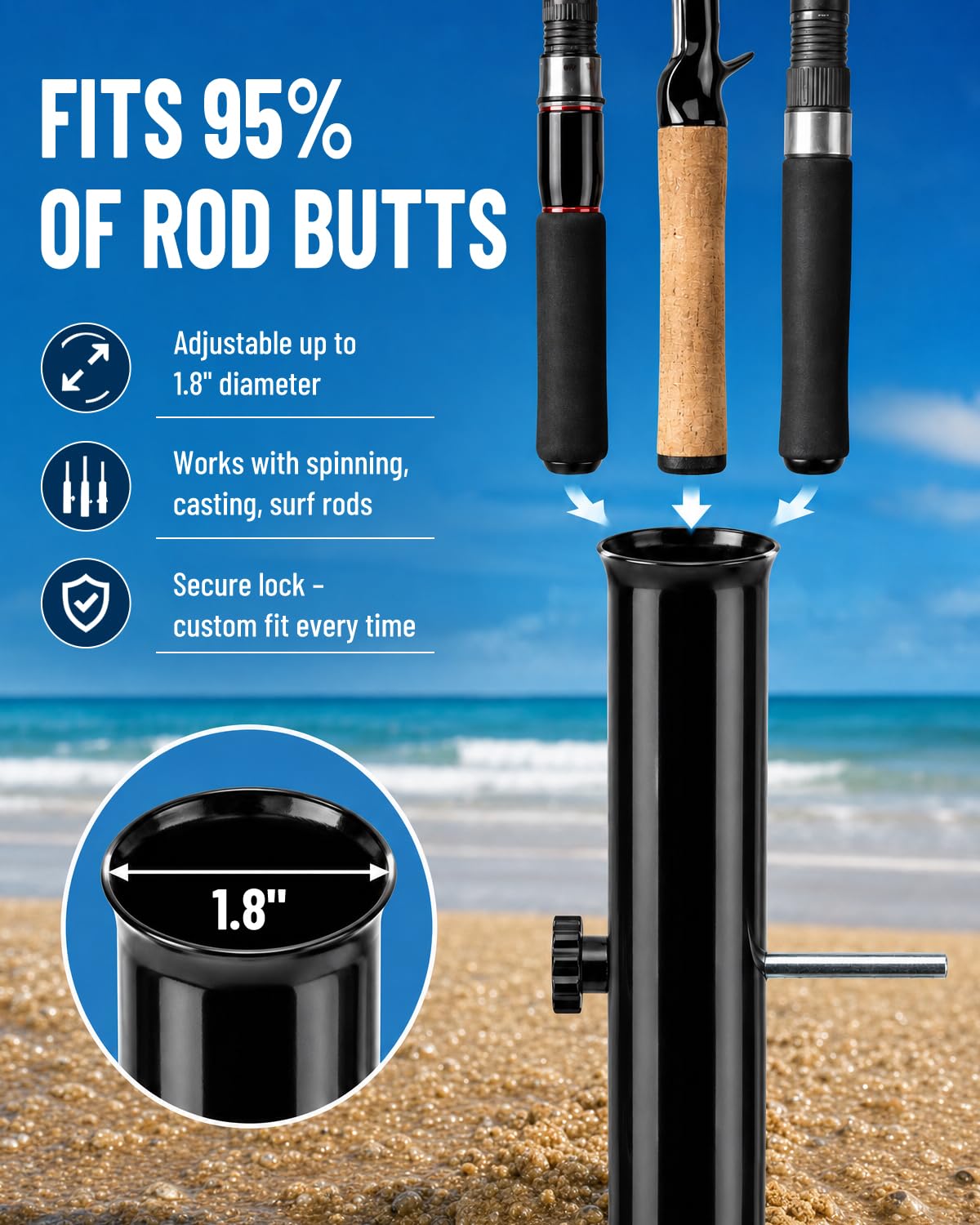 SPARKWHIZ Supports de canne à pêche en aluminium avec pointes de sable