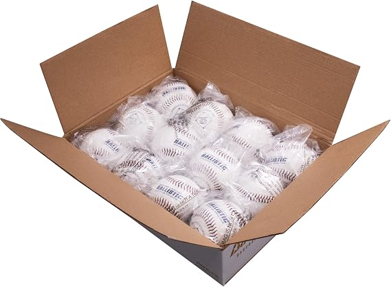 Baden Ballistic Leather Pitching Machine Baseballs | Durable Leather Construction for Consistent Performance, 12-Pack
